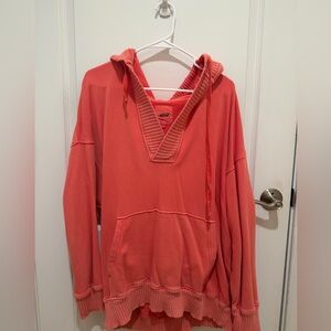 Aerie Coral V-Neck Hoodie